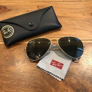 Ray Ban aviator, gold green classic